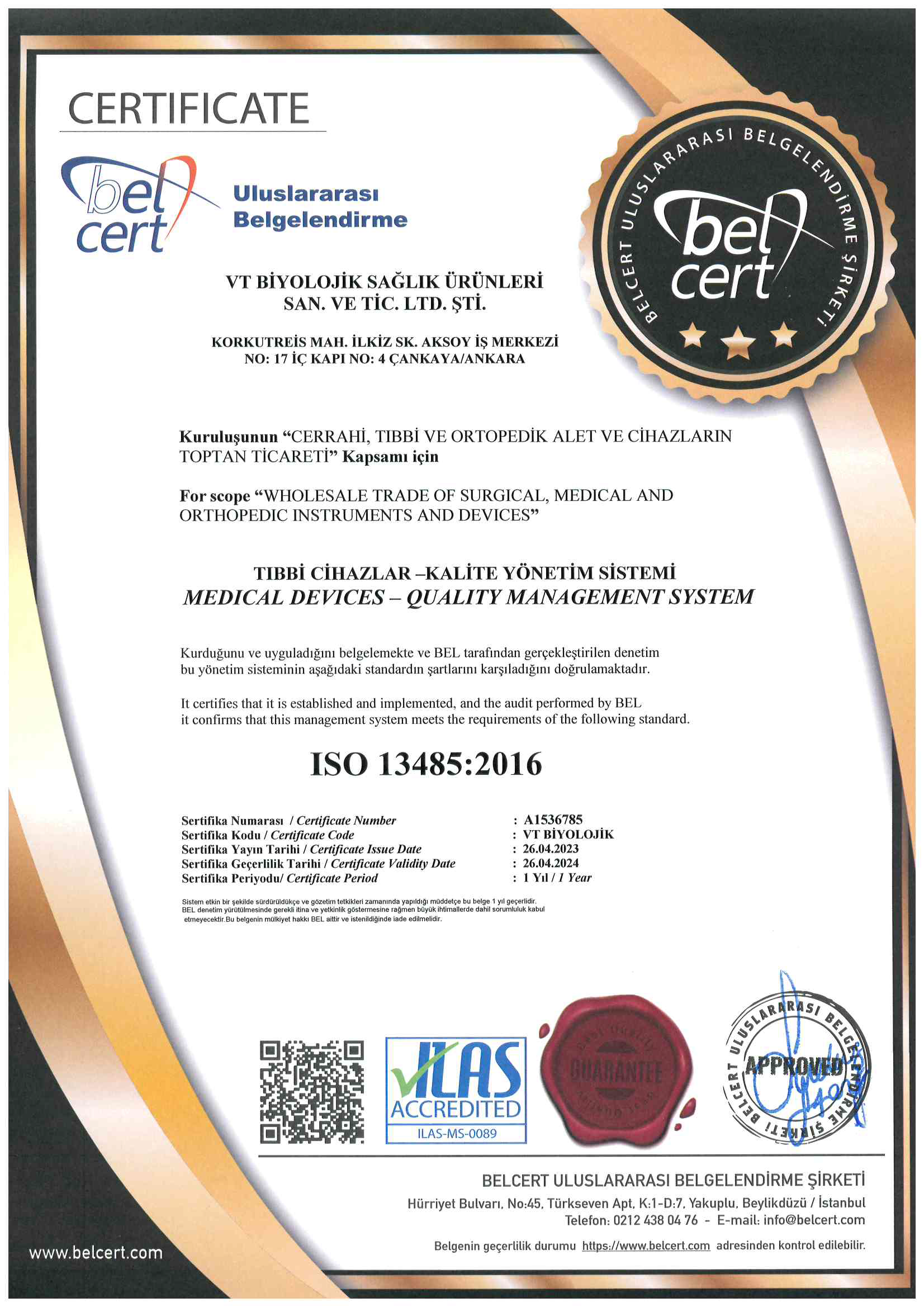 TIBBİ CİHAZLAR-KALİTE YÖNETİM SİSTEMİ MEDICAL DEVICES-QUALITY MANAGEMENT SYSTEM